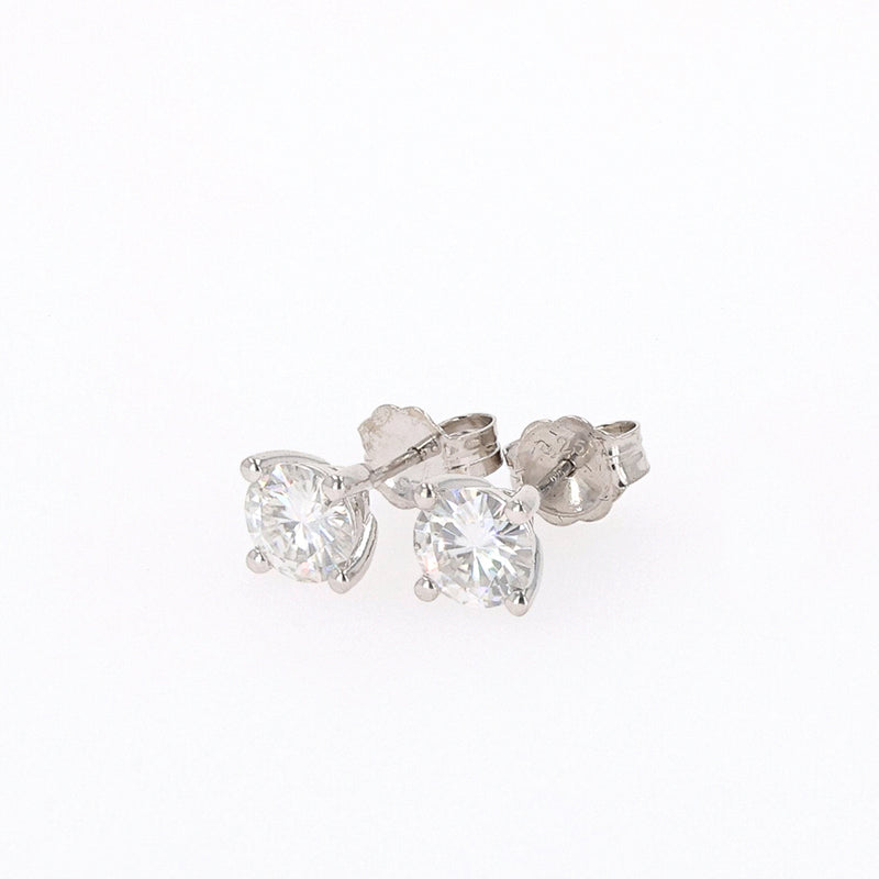 1.20 CTW DEW Round Moissanite Four Prong Stud Earring in Sterling Silver