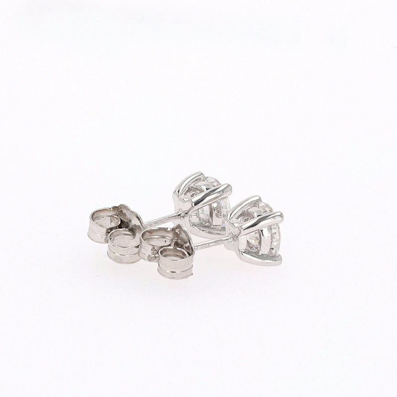 1.20 CTW DEW Round Moissanite Four Prong Stud Earring in Sterling Silver