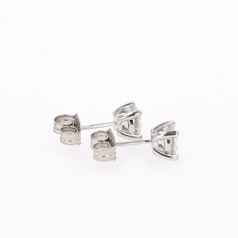 1.60 CTW DEW Round Moissanite Four Prong Stud Earring in Sterling Silver