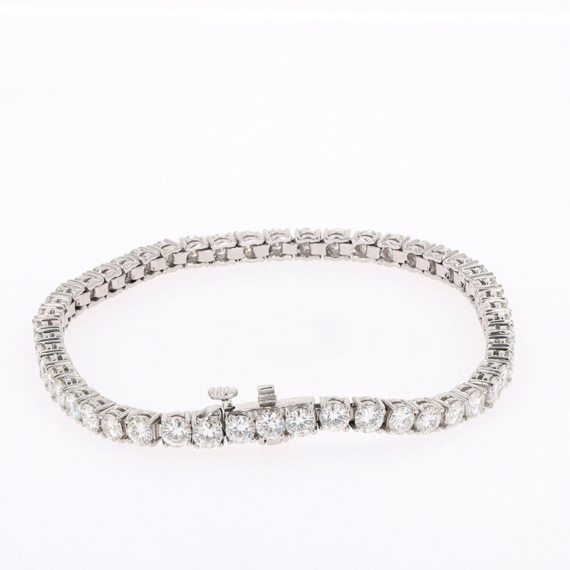 6.50 CTW DEW Round Moissanite Four Prong Tennis Bracelet in Sterling Silver