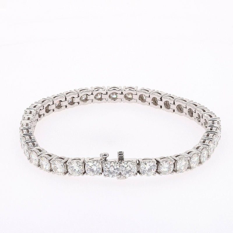 12.21 CTW DEW Round Moissanite Four Prong Tennis Bracelet in Sterling Silver